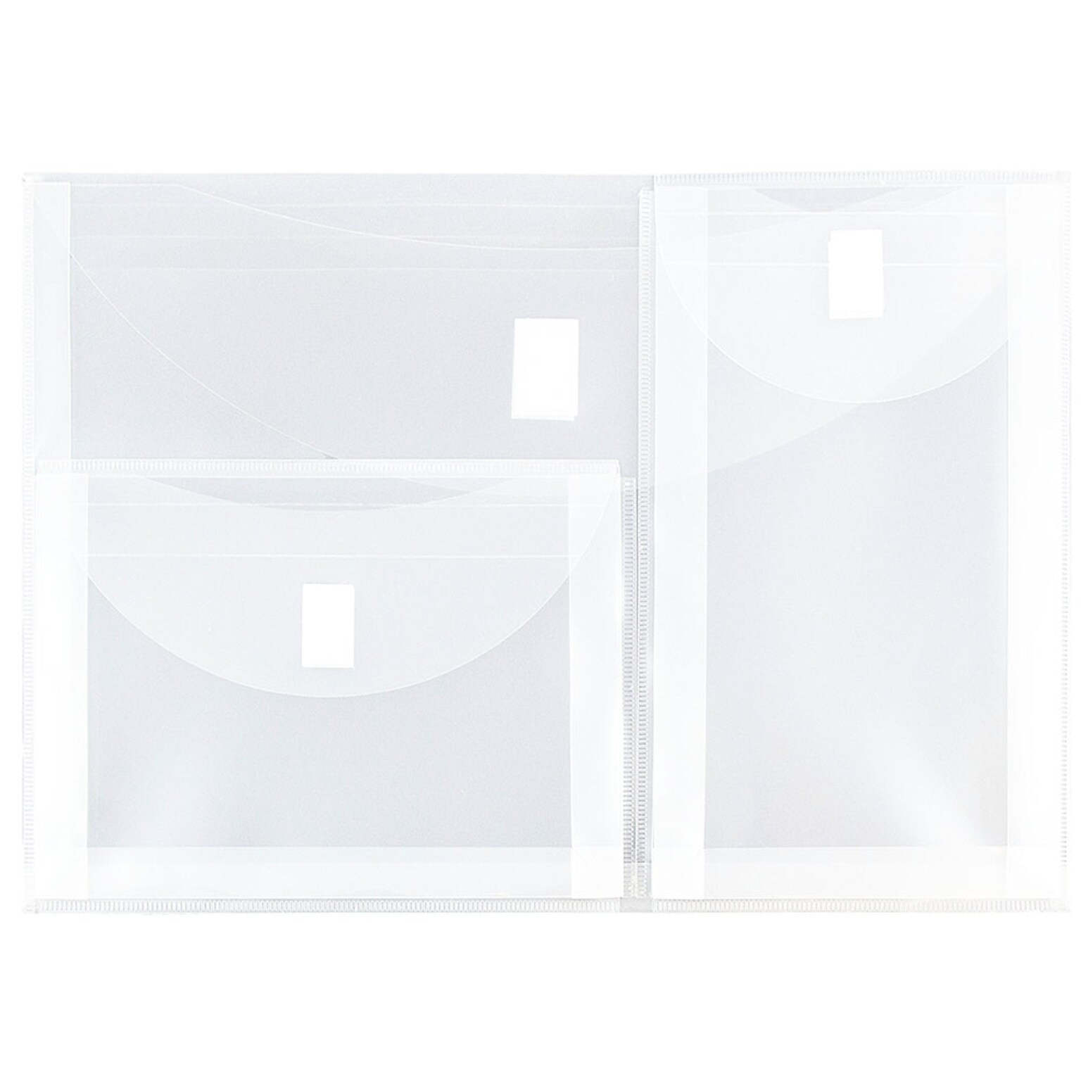 JAM Paper® 3 Pocket Plastic Envelope with Hook & Loop, Letter Booklet, 9.75 x 13, Clear, Sold Individually (B35318B)