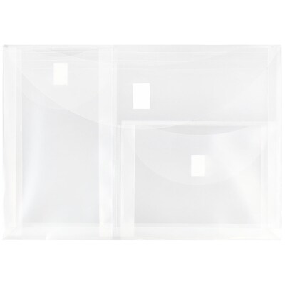 JAM Paper® 3 Pocket Plastic Envelope with Hook & Loop, Letter Booklet, 9.75 x 13, Clear, Sold Individually (B35318B)