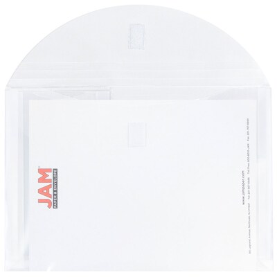 JAM Paper® Plastic Multi-Pocket Envelopes with Hook & Loop, 3 Pockets,  Letter Booklet, 9.75 x 13, Clear, 12/Pack (B35318)
