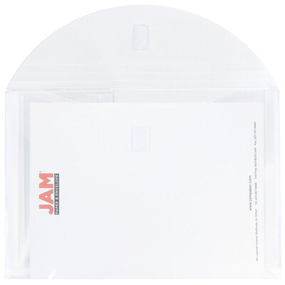 JAM Paper® 3 Pocket Plastic Envelope with Hook & Loop, Letter Booklet, 9.75 x 13, Clear, Sold Individually (B35318B)