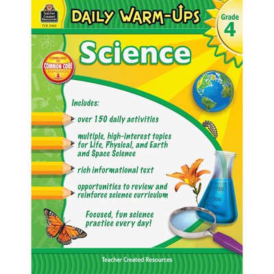 Teacher Created Resources Daily Warm-Ups: Science Grade 4 Education Printed Book for Science, Book, 176 Pages