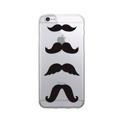 OTM  Prints Clear Phone Case, Mustache, iPhone 7/7S (OP-IP7V1CG-HIP-08)