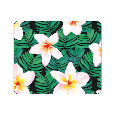 OTM Essentials Prints Mouse Pad, Plumerias White and Green (OP-MPV1BM-Z013C)