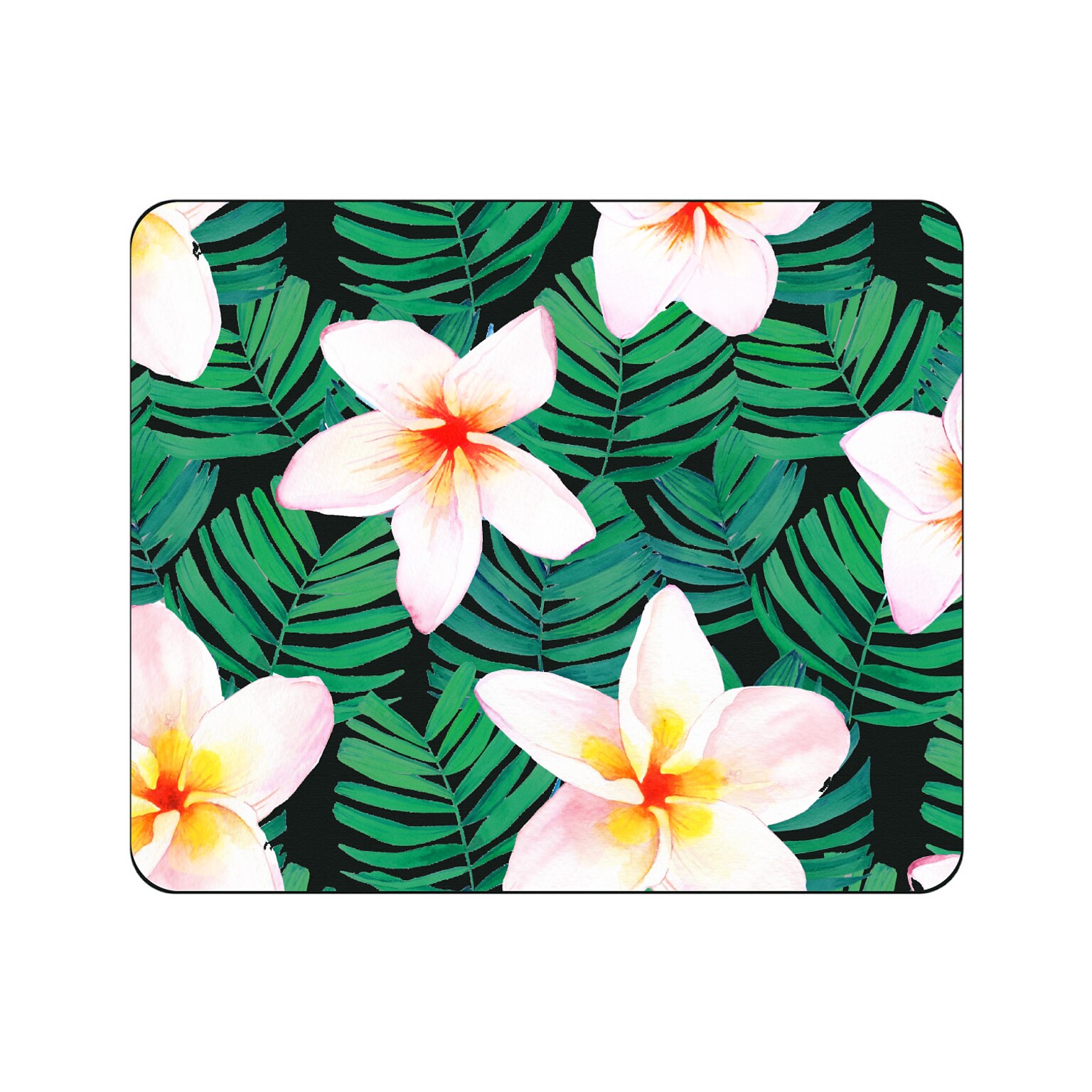 OTM Essentials Prints Mouse Pad, Plumerias White and Green (OP-MPV1BM-Z013C)