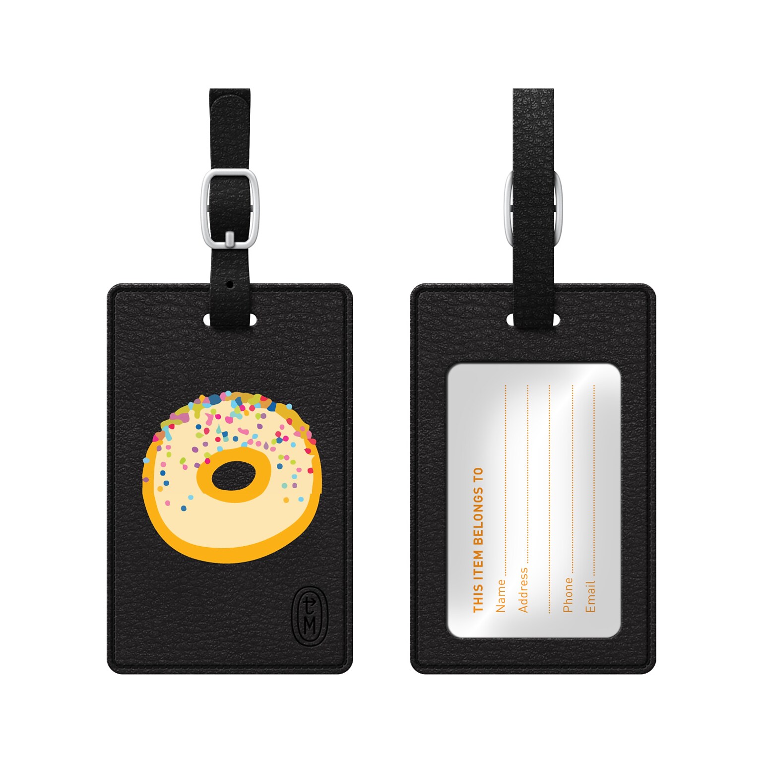 OTM Black Leather Bag Tag, Doughnuts for Days