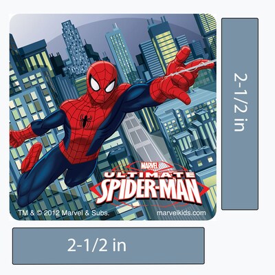 SmileMakers® Spider-Man™ Stickers; 2-1/2”H x 2-1/2”W, 100/Roll