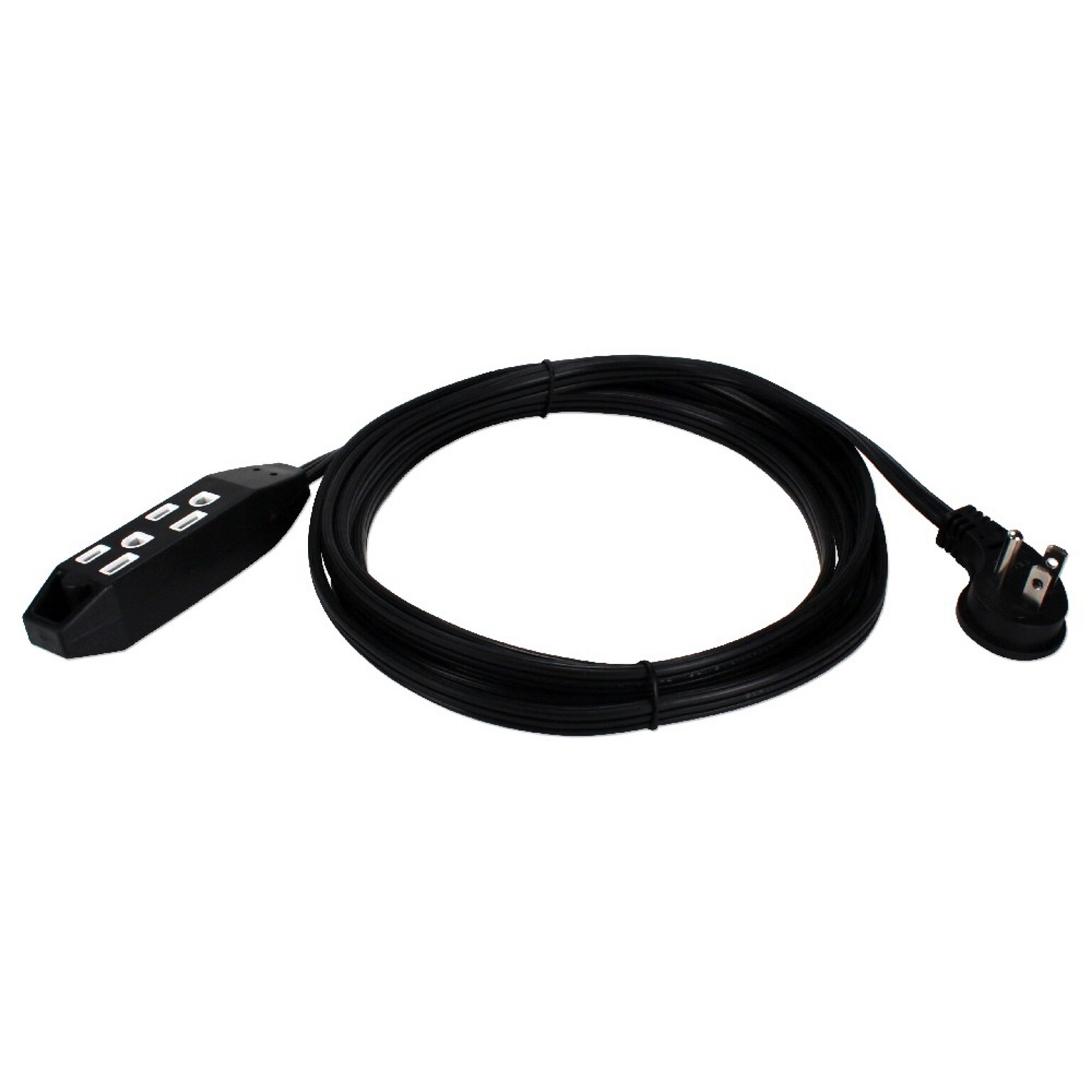 QVS 15 3 Outlet 3-Prong Power Extension Cord, Black (PC3RX-15)