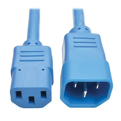 Tripp Lite 2 IEC-320-C14 to IEC-320-C13 Male/Female Standard Computer Power Extension Cord, Blue (P004-002-ABL)