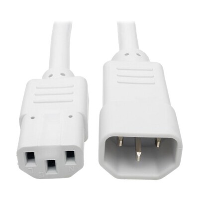 Tripp Lite 3 IEC-320-C14 to IEC-320-C13 Male/Female Standard Computer Power Extension Cord, White (P004-003-AWH)