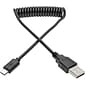 Tripp Lite U050-006-COIL 6' Hi-Speed USB 2.0 Type-A to Micro USB Type-B Male/Male Coiled Cable, Black (U050-006-COIL)