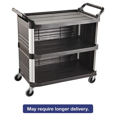 Rubbermaid Xtra Utility Cart, 300-Lb Cap, Three-Shelf, 20w X 40-5/8d X 37-4/5h, Black