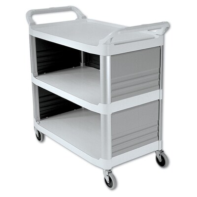 Rubbermaid® Enclosed 3-Shelf Utility Cart, Enclosed 3 Sides, White