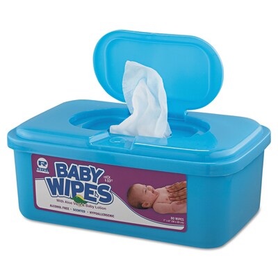 Royal Baby Wipes Tub, White, 80/tub, 12/carton