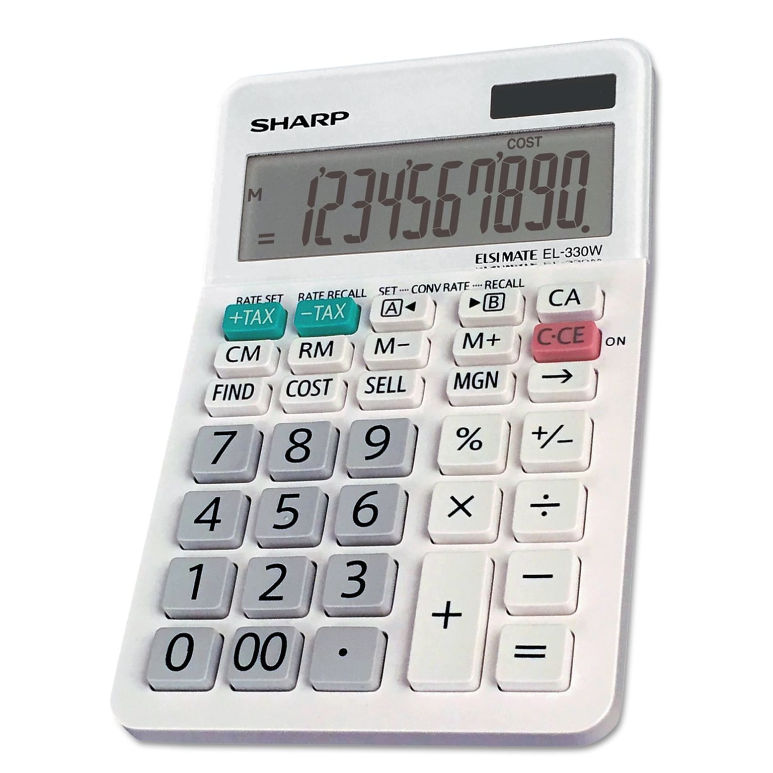 Sharp Elsi Mate EL-330WB 10-Digit Desktop Calculator, White