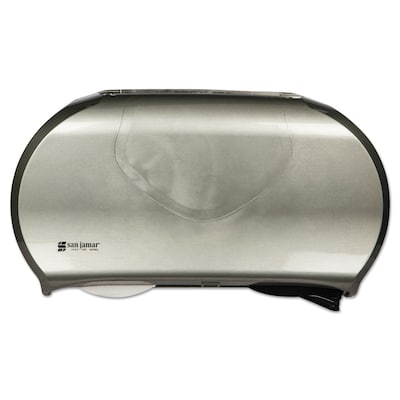 San Jamar Twin Jumbo Bath Tissue Dispenser, 19-1/4 X 6 X 12-1/4, Black (SJMR4070SS)