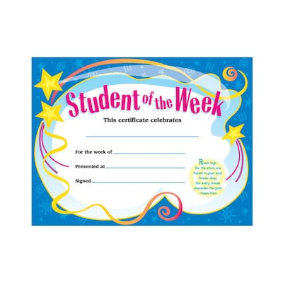 Student of the Week Certificate