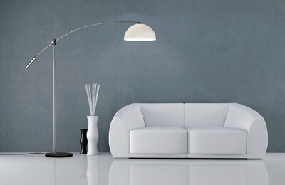 Adesso® Outreach 90H Brushed Steel Adjustable Arc Lamp with Acrylic Bowl Shade (4134-22)