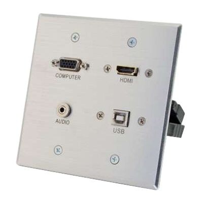 C2G® 39703 Aluminum HDMI/VGA and USB Pass Through Double Gang Wall Plate