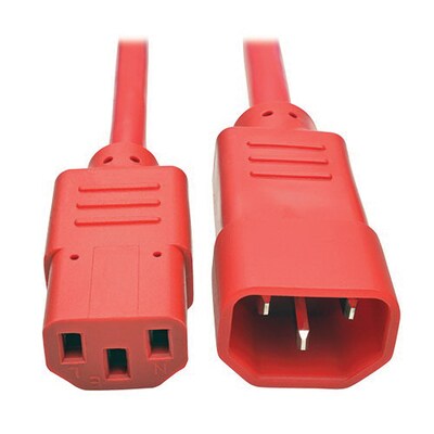 Tripp Lite 6 IEC-320-C13 to IEC-320-C14 Female/Male Heavy-Duty Power Extension Cord, Red (P005-006-ARD)