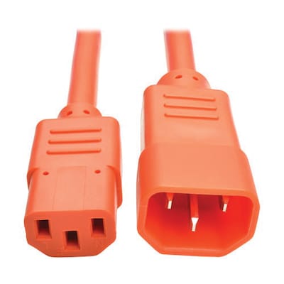 Tripp Lite 3 IEC-320-C13 to IEC-320-C14 Female/Male Heavy-Duty Power Extension Cord, Orange (P005-003-AOR)