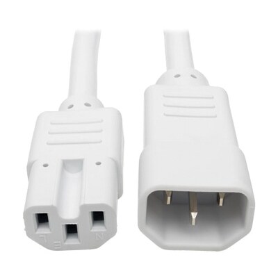 Tripp Lite IEC-320-C14 to IEC320C15 Male/Female Heavy-Duty Computer Power Cord, 2, White (P018-002-AWH)