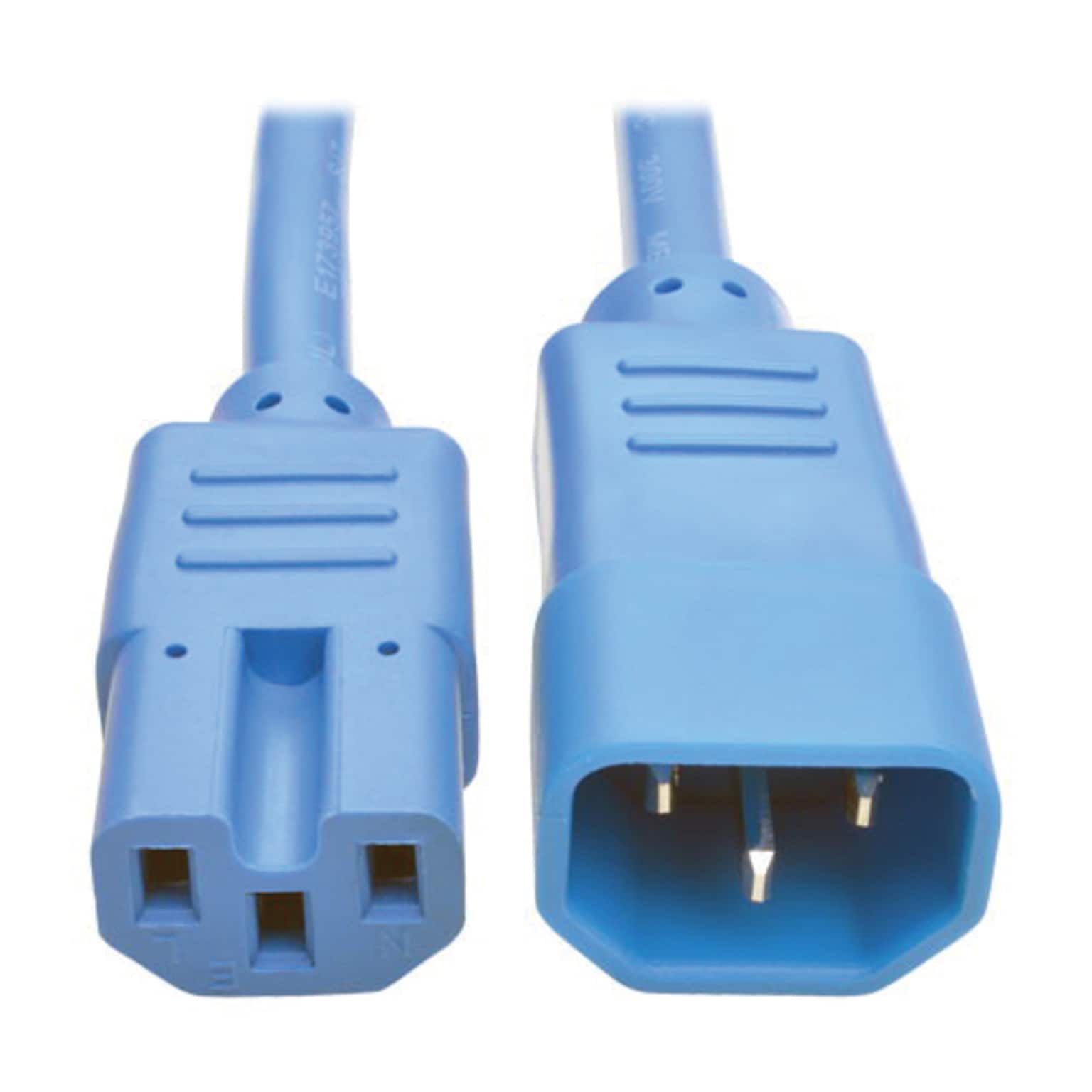 Tripp Lite IEC-320-C14 to IEC320C15 Male/Female Heavy-Duty Computer Power Cord, 6, Blue (P018-006-ABL)