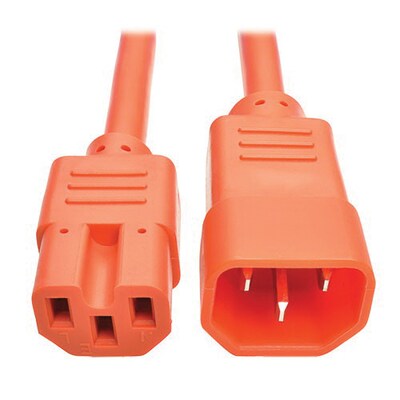 Tripp Lite 2 IEC-320-C14 to IEC-320-C15 Male/Female Heavy-Duty Computer Power Cord, Orange (P018-002-AOR)