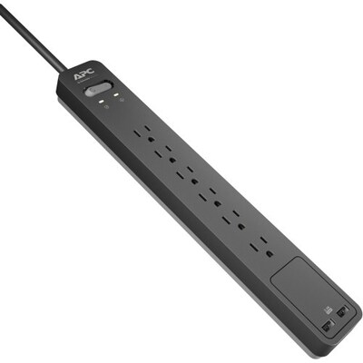 APC® SurgeArrest Essential PE6U2 6 Outlet 1080 J Surge Protector, 6'