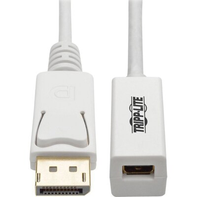 Tripp Lite DisplayPort to Mini-DisplayPort Male/Female Adapter Cable, White, 3 (P134-003-MDP)