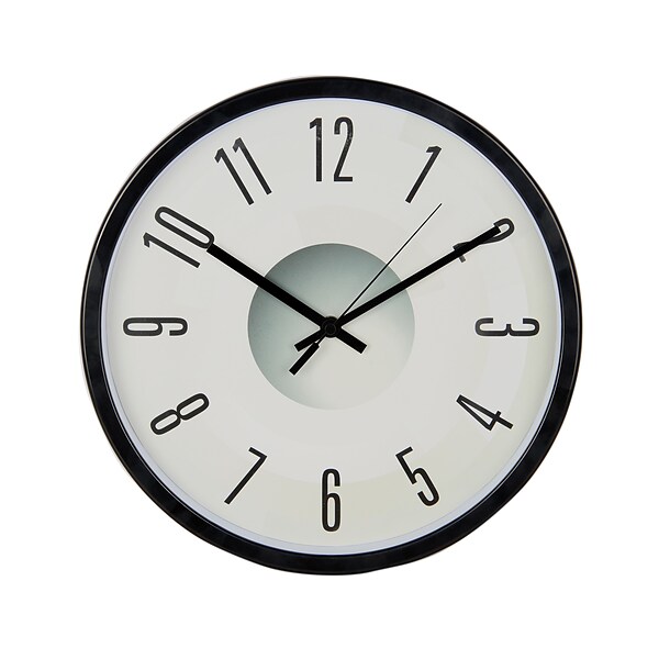 TEMPUS Contemporary Wall Clock with Silent Sweep Quiet Movement, Plastic 11.75, Black (STC15071FE)