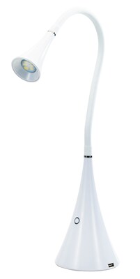 V-LIGHT LED Energy-Saving Gooseneck Style Desk Lamp with USB Charging Port, White (VSL0073UP)