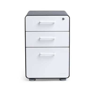 Poppin, 3-Drawer File Cabinet, Charcoal + White (103539)