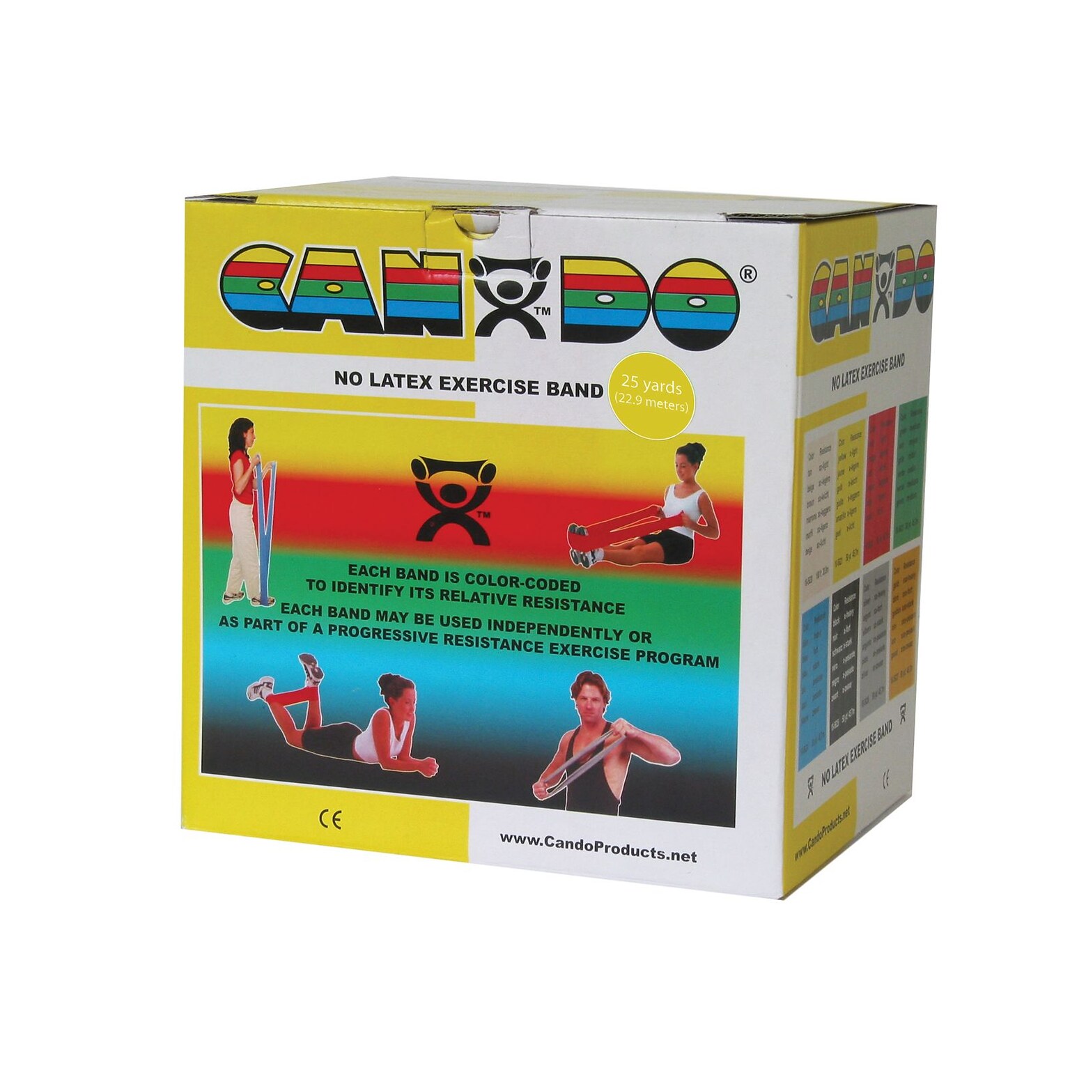 CanDo® Latex Free Exercise Band;  25 yard roll, Yellow, x-light