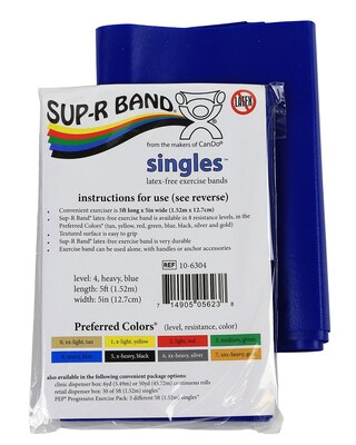 Sup-R Band® Latex Free Exercise Band; 5 foot Singles®, Blue - heavy