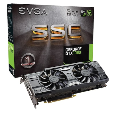 EVGA GeForce GTX 1060 Graphic Card, 1.61 GHz Core, 1.84 GHz Boost Clock, 3 GB GDDR5, Dual Slot Space
