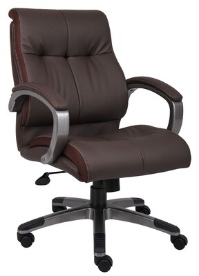 Boss Double Plush Mid Back Executive Chair, Brown (B8776P-BN)
