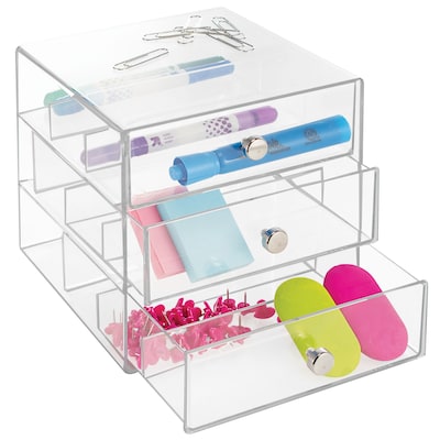 InterDesign Original 3-Drawer Plastic Glasses Drawers, Clear (35330)