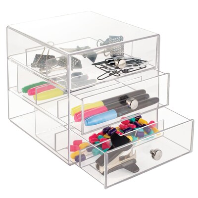 InterDesign Original 3-Drawer Plastic Glasses Drawers, Clear (35330)