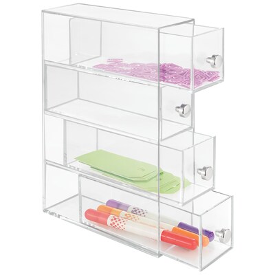 InterDesign Clarity Cosmetic Organizer for Vanity or Office Supply Cabinet, 4 Drawers, Clear