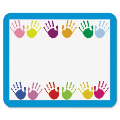 Carson-Dellosa Grades PreK-5 Handprints Name Tags, 40 Labels, 3 Width x 2.50 Length, Rectangle, Multicolor, 40/Pack