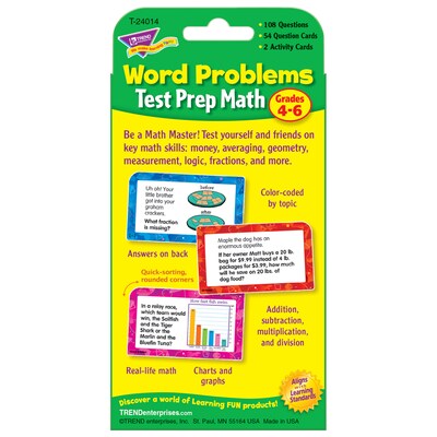 Test Prep Math Word Problems, Grades 4-6 Challenge Cards®