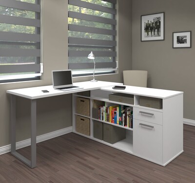 Bestar Solay 59 W L-Shaped Computer Desk, White (29420-17)