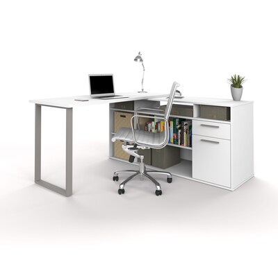 Bestar Solay 59 W L-Shaped Computer Desk, White (29420-17)