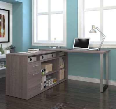 Bestar Solay 59 W L-Shaped Computer Desk, Bark Gray (29420-47)