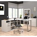 Bestar Solay 59 W L-Shaped Desk, Lateral File and Bookcase Bundle, White (29851-17)