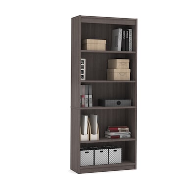 Bestar Solay  59" W L-Shaped Computer Desk, Lateral File and Bookcase Bundle, Bark Gray (29851-47)