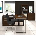 Bestar Solay 59W L-Shaped Computer Desk, Lateral File and Bookcase Bundle, Chocolate (29851-69)