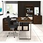 Solay L-Shaped Desk with lateral file and bookcase in Chocolate