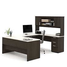 Bestar® Ridgeley 65 U-shaped Desk, Dark Chocolate/White Chocolate (52414-31)