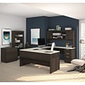 Bestar Ridgeley 65 U-Shaped Desk w/Lateral File & Bookcase, Dark Chocolate/White Chocolate (52850-3